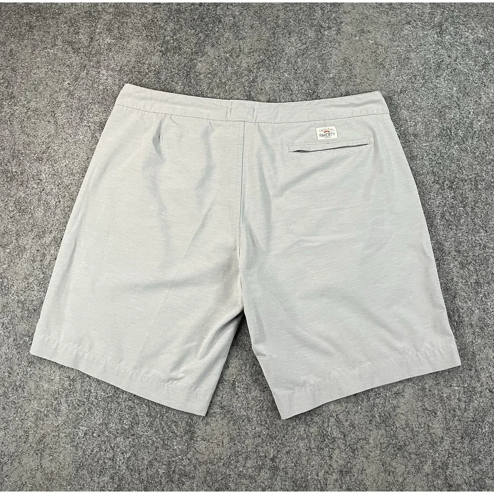 Faherty All Day Shorts Mens 38x9 Light Gray Casual Drawstring Chino Stretch